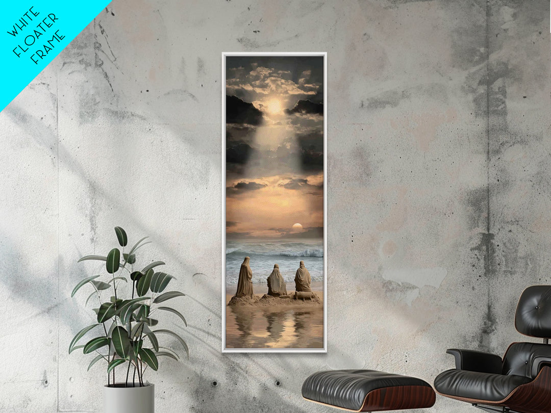 Shepherds At Dawn – Framed Canvas Print – Tall Skinny Art Print – Christian Art – Christian Art Canvas – Christian Christmas Art