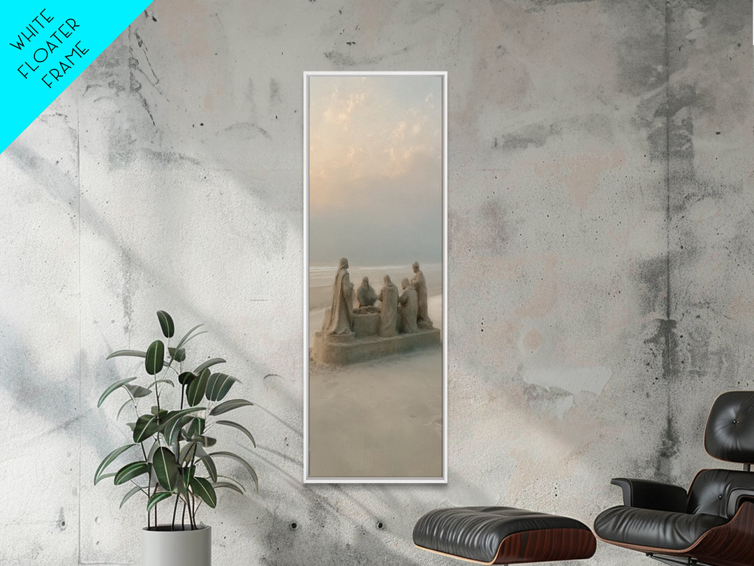 Heavenly Firelight – Framed Canvas Print – Tall Narrow Wall Art – Christian Art Canvas – Christian Painting – Christmas Wall Art