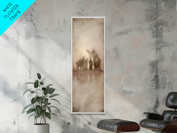 Desert Pilgrims Gathering – Framed Canvas Print – Skinny Art – Christian Art – Christian Art Painting – Christian Christmas Art
