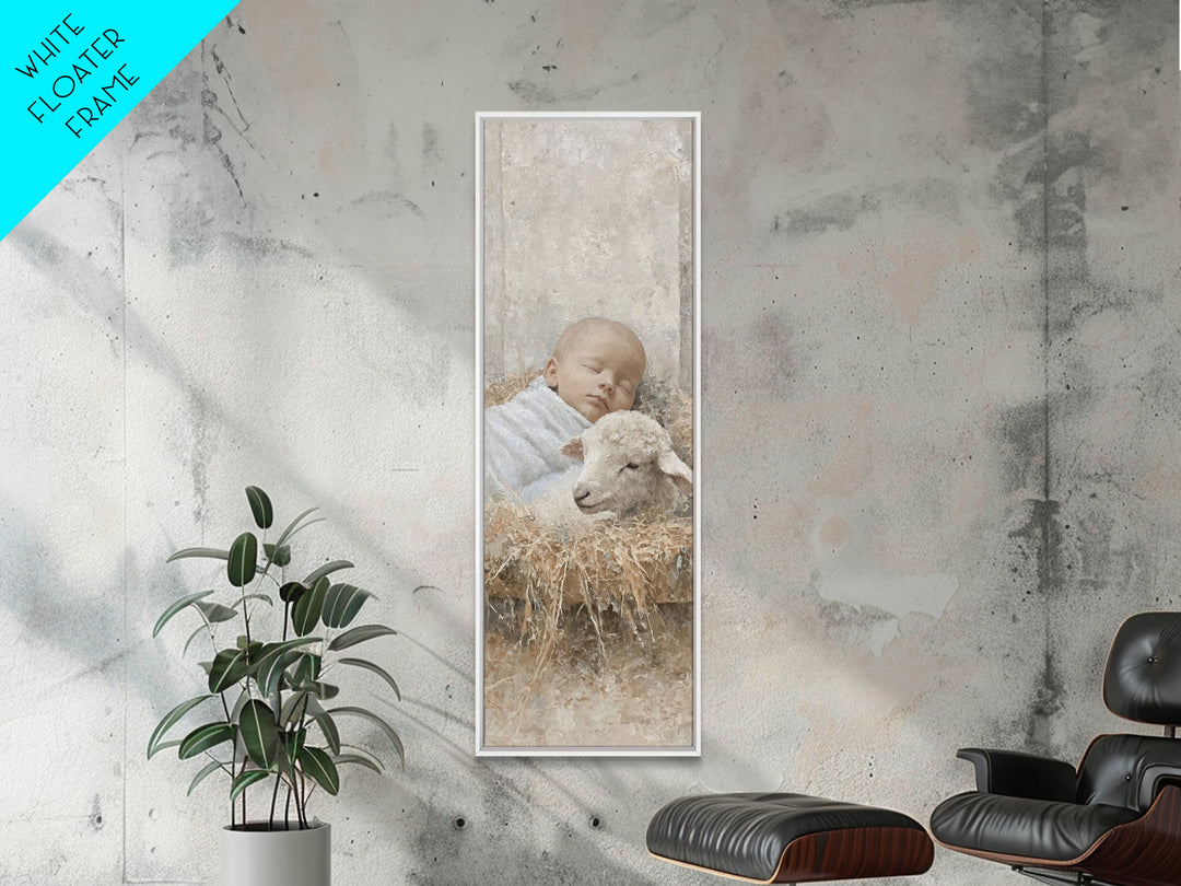 Cradle Of Peace – Framed Canvas Print – Tall Skinny Art Print – Christian Art – Christian Art Canvas – Christmas Wall Art
