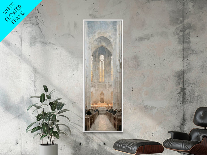 Holy Candle Gathering – Framed Canvas Print – Narrow Art – Christian Christmas Art – Christian Art Canvas – Christian Wall Art – Christian