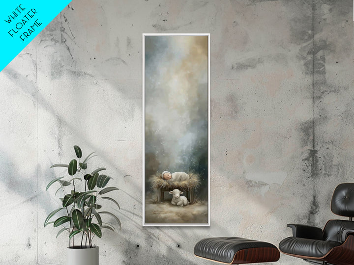 Holy Manger Peace – Framed Canvas Print – Tall Narrow Wall Art – Christian Wall Art – Christian Art Canvas – Christmas Art