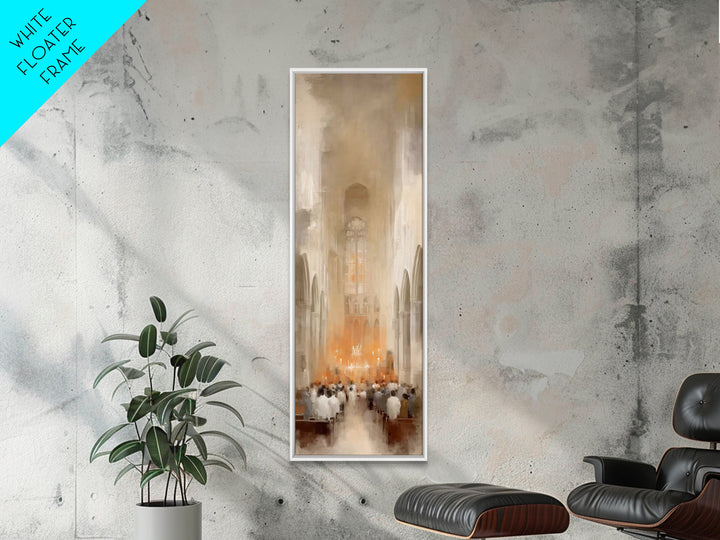 Sacred Evening Mass – Framed Canvas Print – Tall Skinny Art Print – Christian Wall Art – Christian Art Canvas – Christmas Art – Christian D