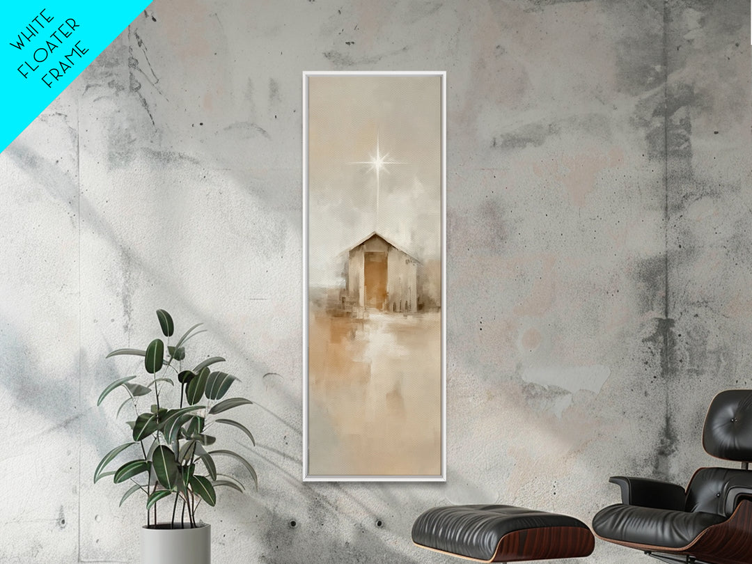 Silent Holy Shelter – Framed Canvas Print – Tall Narrow Wall Art – Christian Christmas Art – Christian Art Canvas – Christian Art Prints