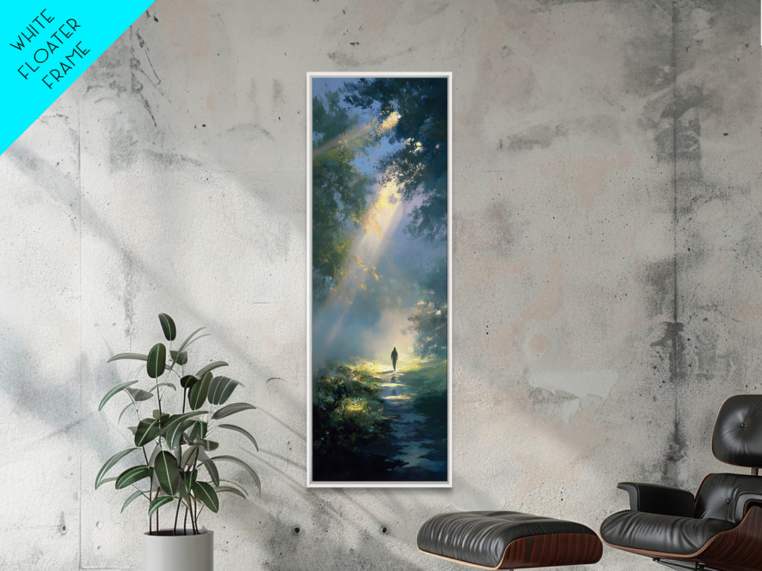 Walk Of Light – Framed Canvas Print – Christian Art – Christian Art Canvas – Tall Skinny Art Print – Jesus Painting – Christian Christmas A