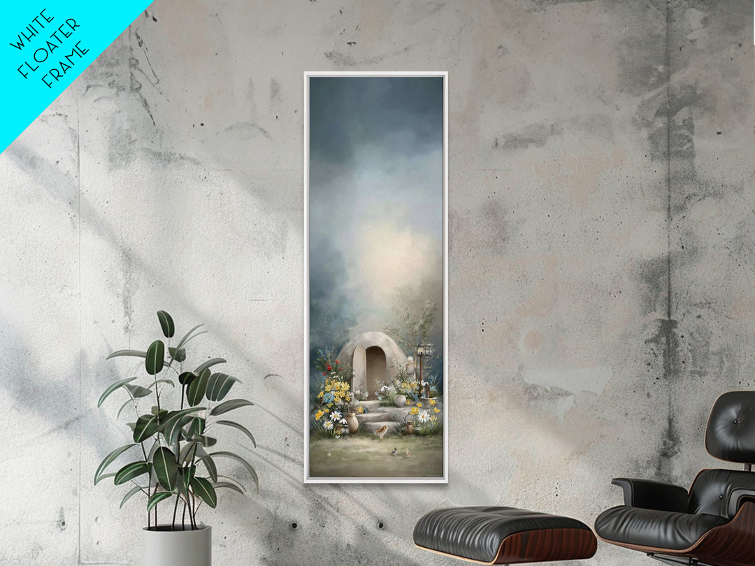 Garden Tomb Peace – Framed Canvas Print – Christian Christmas Art – Christian Wall Art – Christian Art Canvas – Narrow Art – Jesus Painting