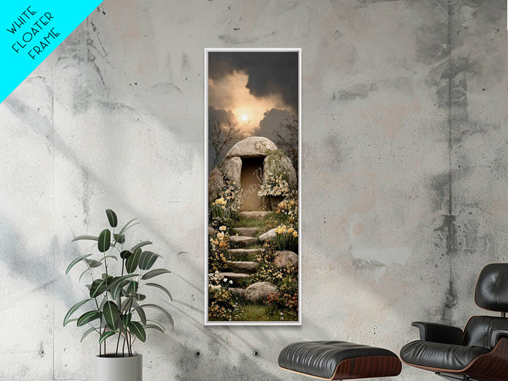 Sunset Tomb Grace – Framed Canvas Print – Jesus Painting – Christian Wall Art – Christian Art Canvas – Skinny Art – Christian Christmas Art