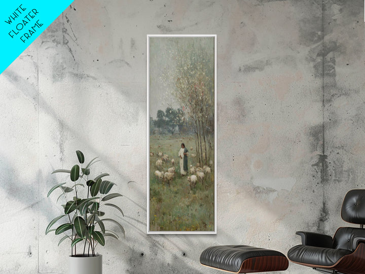 Pastoral Grace Path – Framed Canvas Print – Christian Wall Art – Jesus Painting – Skinny Art – Christian Christmas Art – Christian Gift