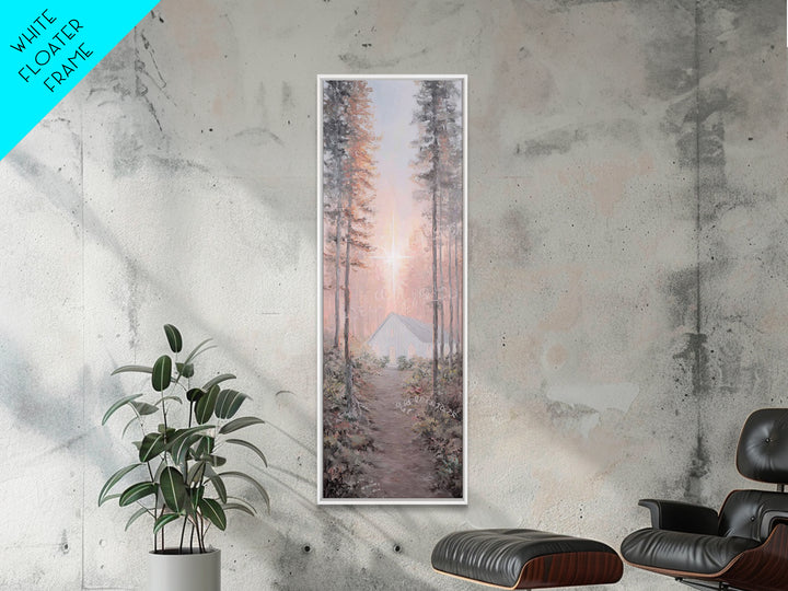 Forest Chapel Light – Framed Canvas Print – Christian Wall Art – Christian Art Canvas – Tall Narrow Wall Art – Modern Christian Art – Chris