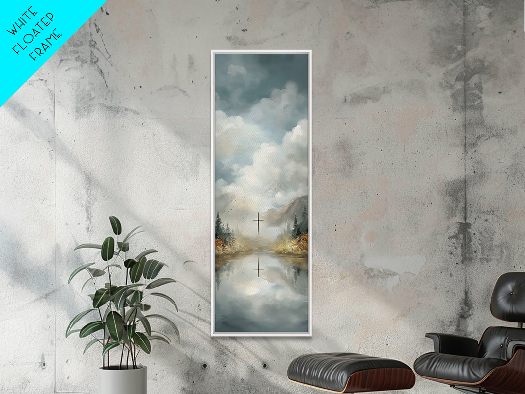 Cross Of The Valley – Framed Canvas Print – Christian Wall Art – Christian Art Work – Tall Narrow Wall Art – Modern Christian Art – Christi