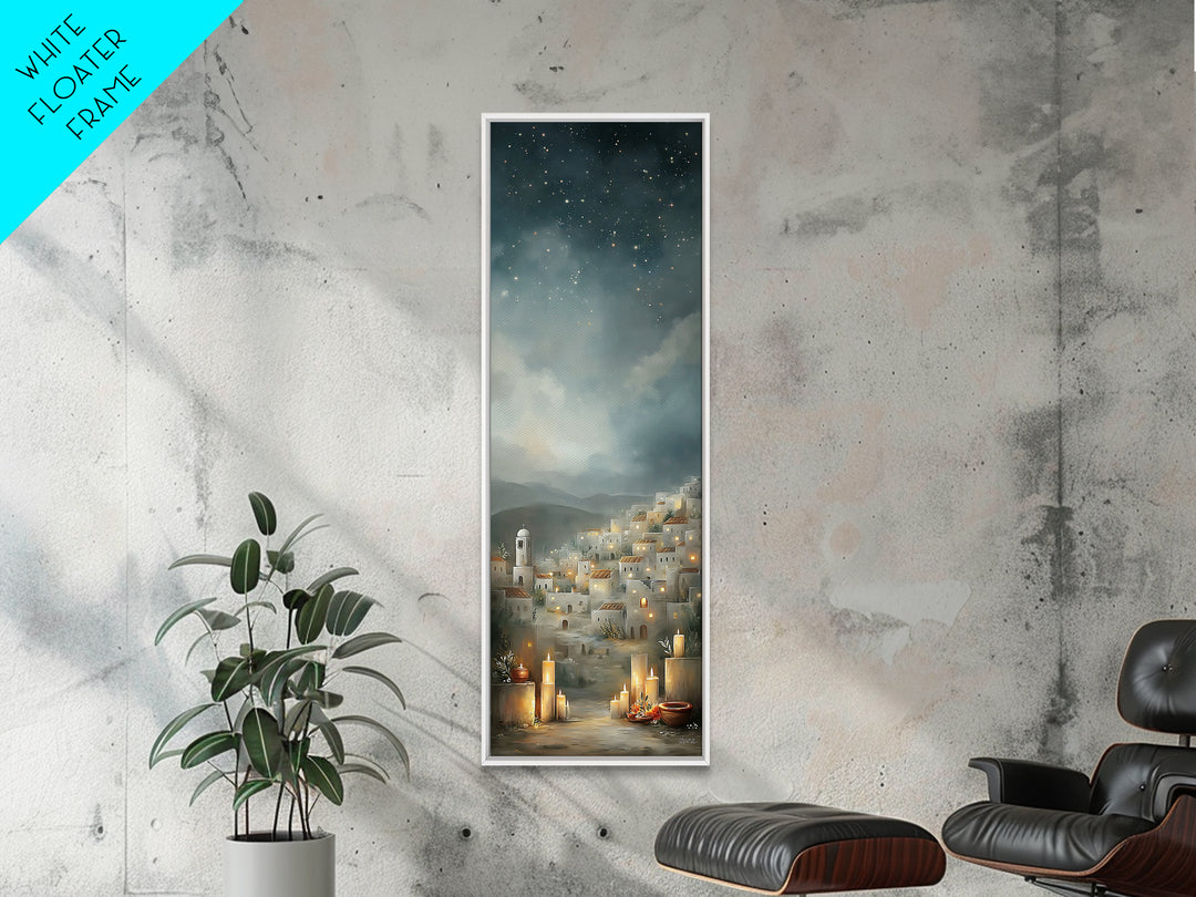 City Of Light – Framed Canvas Print – Christian Wall Art – Skinny Art – Christmas Art – Christian Christmas Art – Christian Art Canvas