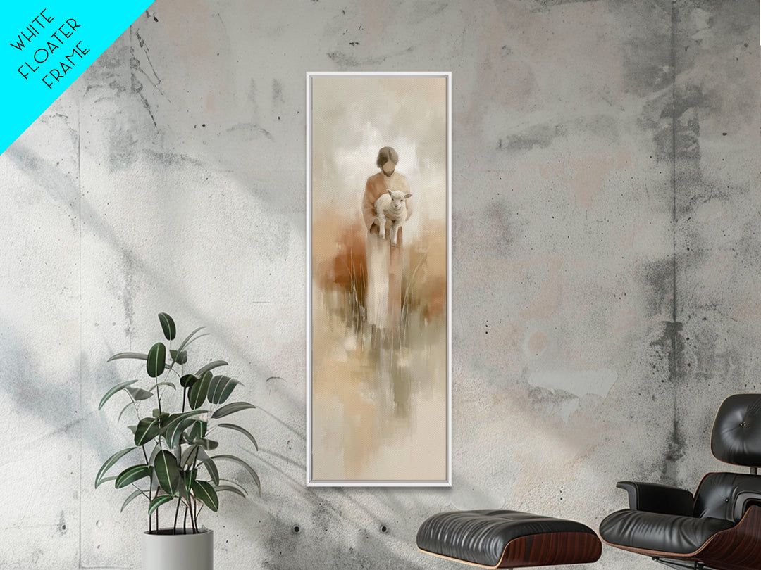 Gentle Lamb Keeper – Framed Canvas Print – Skinny Art – Christian Art Canvas – Jesus Painting – Christian Wall Art – Faith Art