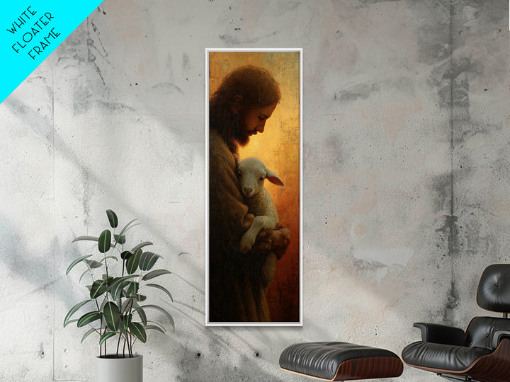 Gentle Savior Grace, Framed Canvas Print, Skinny Art, Christian Art Canvas, Jesus Painting, Christian Art Print, Christian Wall Art