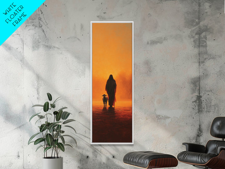 Guided By Light, Framed Canvas Print, Tall Skinny Art Print, Christian Wall Art, Jesus Painting, Christian Art Canvas, Modern Christian Art