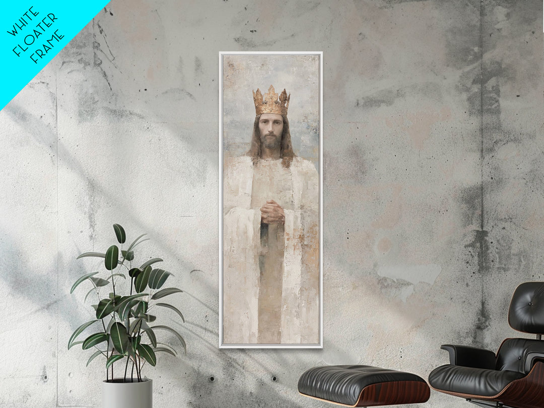 Crown Of Peace – Framed Canvas Print – Tall Skinny Art Print – Christian Wall Art – Jesus Painting – Modern Christian Art – Christmas Art