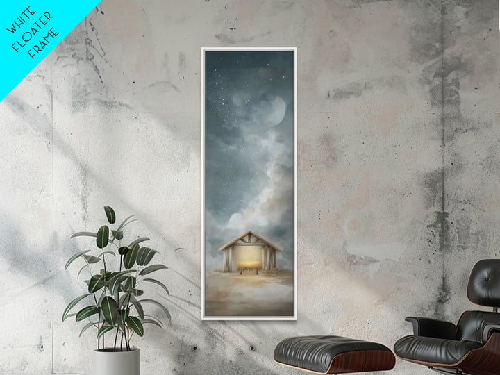 Manger Under Stars – Framed Canvas Print – Tall Skinny Art Print – Christian Christmas Art – Christian Art Canvas – Christmas Wall Art – Ch
