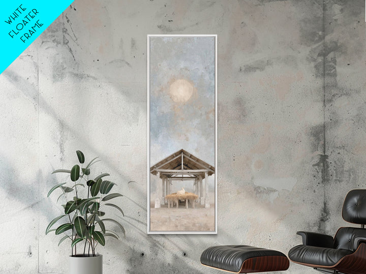 Moonlit Bethlehem Sky – Framed Canvas Print – Narrow Art – Christian Wall Art – Christian Christmas Art – Christian Art Canvas – Christmas