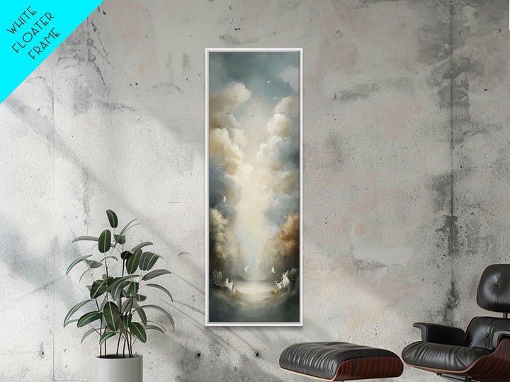 Peaceful Eden – Framed Canvas Print | Christian Decor | Christian Art Canvas | Subtle Christian Art | Tall Narrow Wall Art | Christian Wall