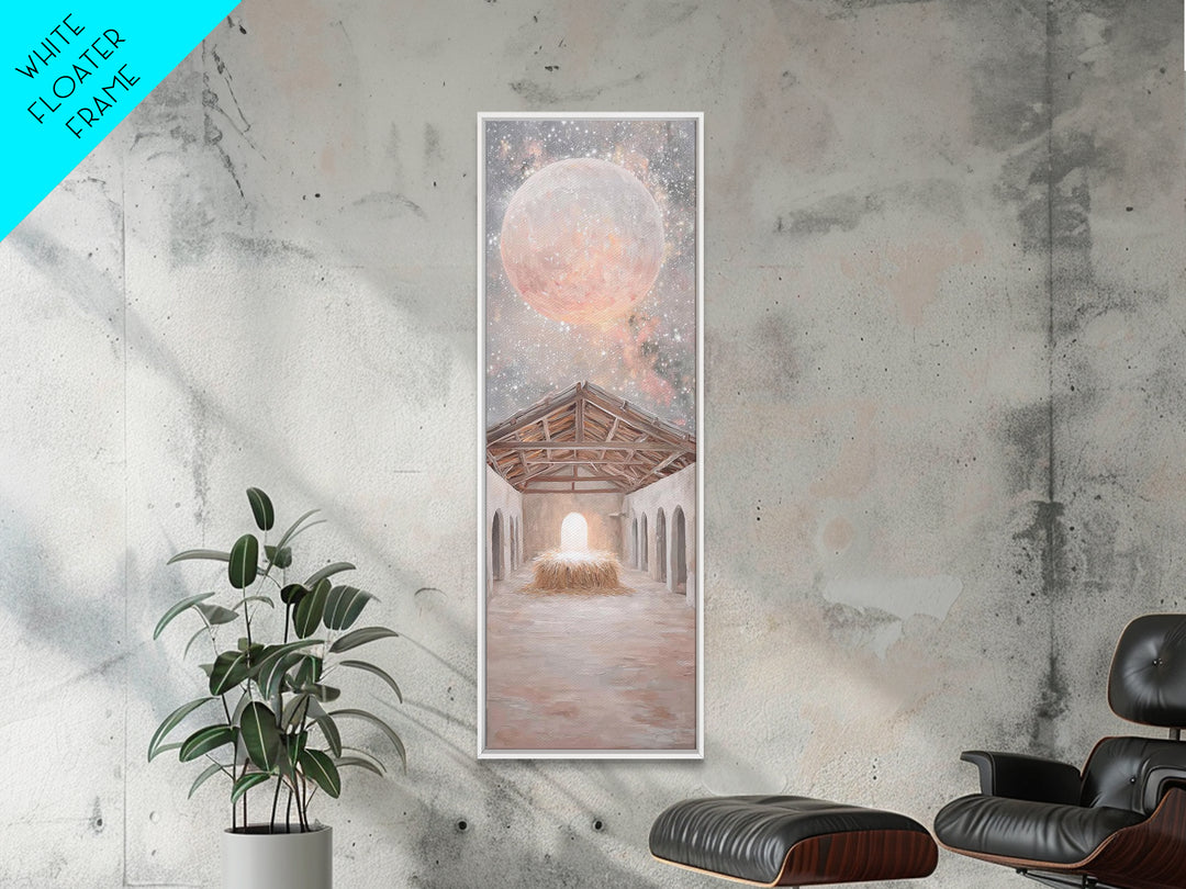 Celestial Nativity Light – Framed Canvas Print – Tall Narrow Wall Art – Christian Art Canvas – Christian Christmas Art – Christian Wall Art