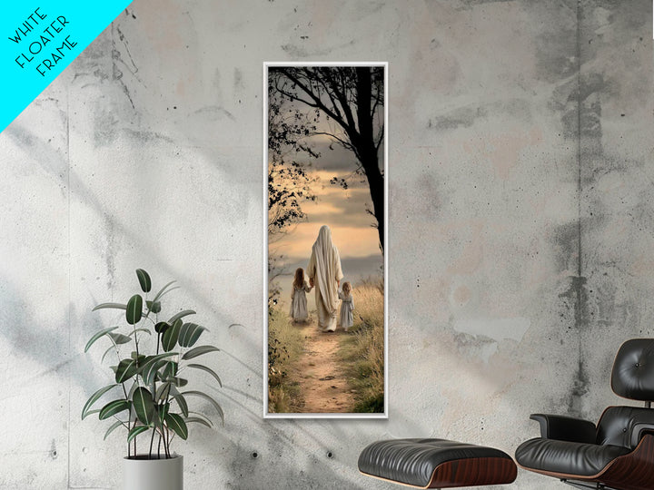 Walk In Faith – Framed Canvas Print – Skinny Art – Christian Painting – Christian Art Canvas – Jesus Art Print – Christmas Art