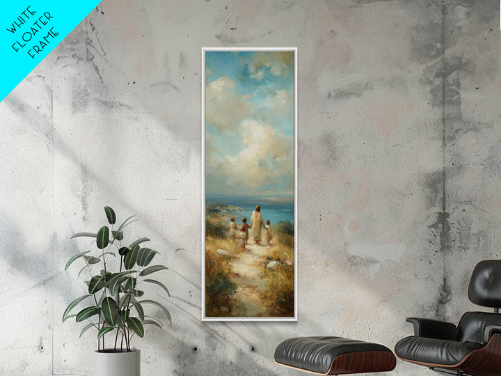 Shepherd’s Dawn, Framed Canvas Print, Tall Skinny Art Print, Christian Art, Christian Canvas, Christmas Art, Jesus Painting