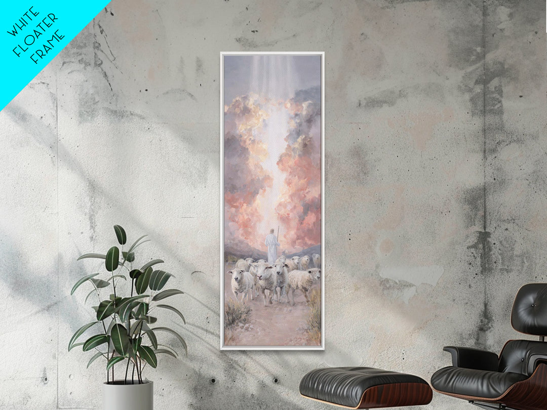Cross Of The Clouds, Framed Canvas Print, Tall Narrow Wall Art, Christian Art, Jesus Painting, Christian Christmas Art