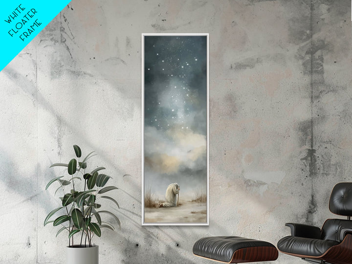 Silent Night Prayer – Framed Canvas Print – Tall Narrow Wall Art – Christian Painting – Christian Art Canvas – Christmas Art