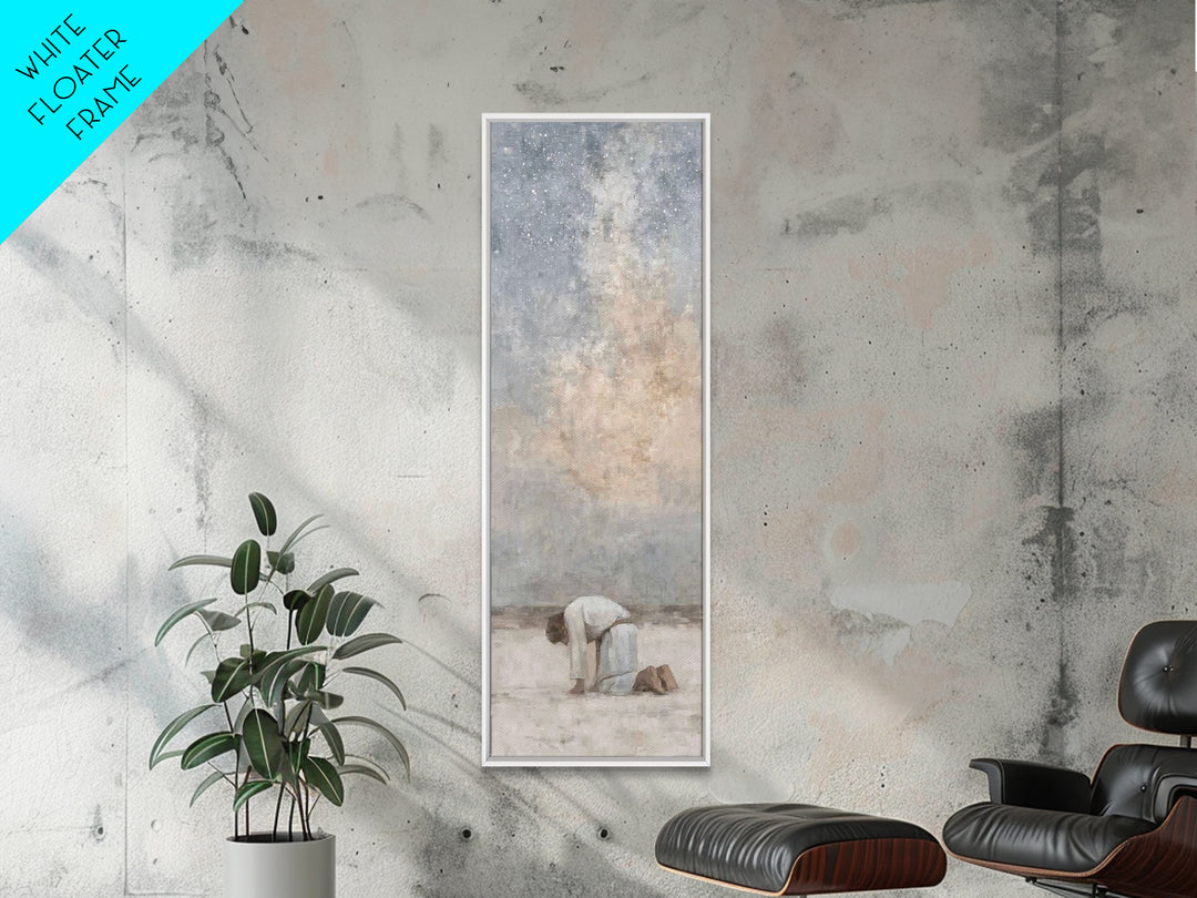 Desert Night Prayer – Framed Canvas Print – Christian Art Canvas – Jesus Painting – Christian Wall Art – Tall Narrow Wall Art – Christian A