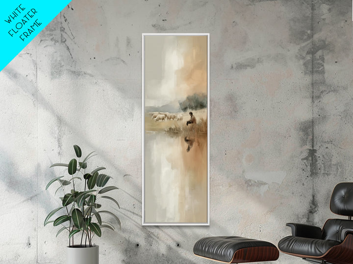 Shepherd’s Quiet Watch, Framed Canvas Print, Christian Art Canvas, Tall Narrow Wall Art, Christian Art, Jesus Painting, Christian Wall Art
