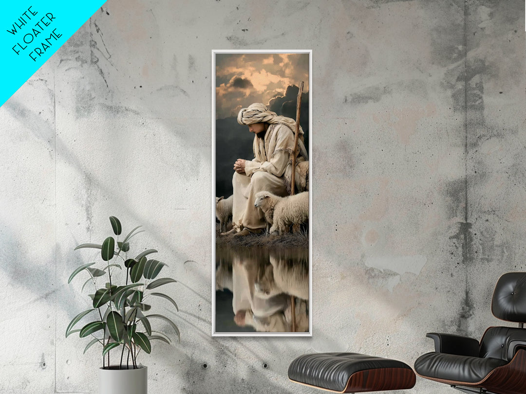 Still Waters Prayer | Framed Canvas Print | Christian Wall Art | Christian Art | Jesus Painting | Tall Narrow Wall Art | Christian Art Canv