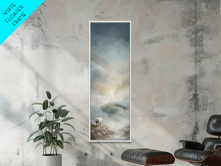 Heavenly Pasture Light – Framed Canvas Print – Tall Narrow Wall Art – Christian Wall Art – Christian Art Canvas – Jesus Painting – Christia
