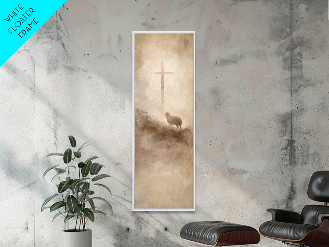 Cross On The Hill – Framed Canvas Print – Narrow Art – Christian Wall Art – Christian Art Print – Moody Christian Art – Jesus Painting – Ch