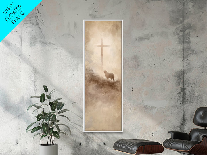 Cross On The Hill – Framed Canvas Print – Narrow Art – Christian Wall Art – Christian Art Print – Moody Christian Art – Jesus Painting – Ch