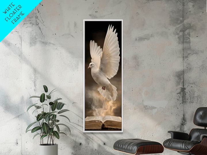 Living Word Dove – Framed Canvas Print – Tall Narrow Wall Art – Christian Art Canvas – Christian Wall Art – Christian Painting – Christmas