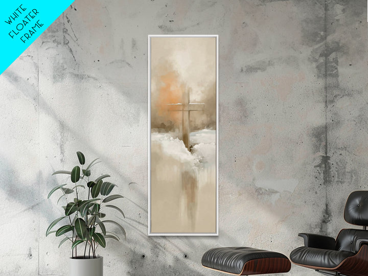 Winter Cross Glory – Framed Canvas Print – Tall Skinny Art Print – Christian Wall Art – Christian Art Canvas – Christmas Art – Christian Pa