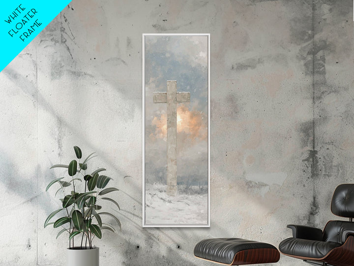 Snowfall Of Grace – Framed Canvas Print – Narrow Art – Christian Wall Art – Christian Painting – Christian Art Canvas – Christian Christmas