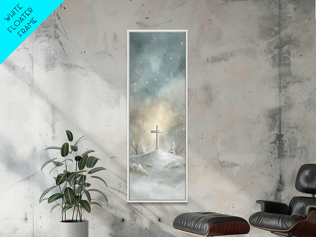 Silent Cross Hope – Framed Canvas Print – Skinny Art – Christian Art Canvas – Christian Wall Art – Christmas Art – Christian Paintings
