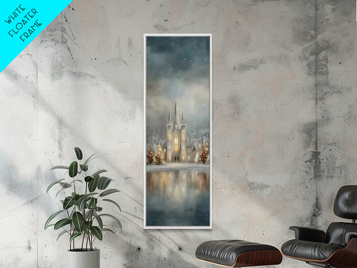 Starry Temple Night - Framed Canvas Print - Christian Art Canvas - Narrow Art - Christian Christmas Decor - Moody Christmas Art - Christian