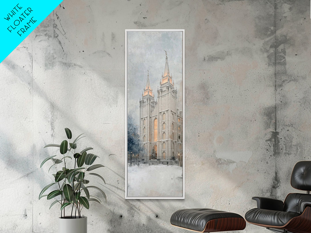 Winter Temple Towers - Framed Canvas Print - Christian Christmas Art - Narrow Art - Christian Art Prints - Modern Christian Painting - Chri