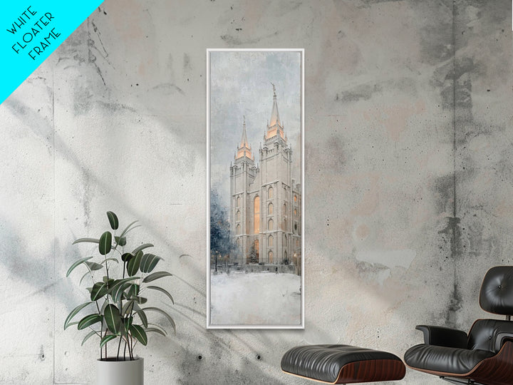 Winter Temple Towers - Framed Canvas Print - Christian Christmas Art - Narrow Art - Christian Art Prints - Modern Christian Painting - Chri