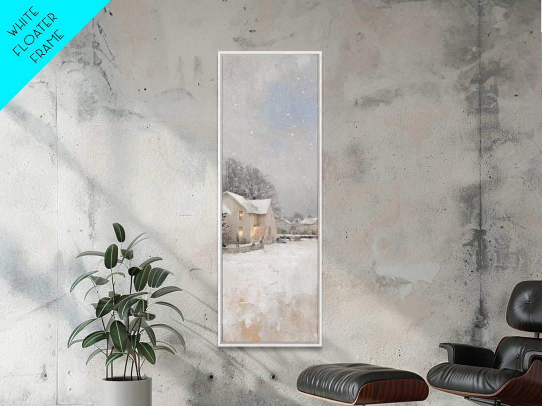 Quiet Winter Homes - Framed Canvas Print - Christian Christmas Art - Narrow Art - Christian Wall Art - Christmas Canvas Wall Art - Christia