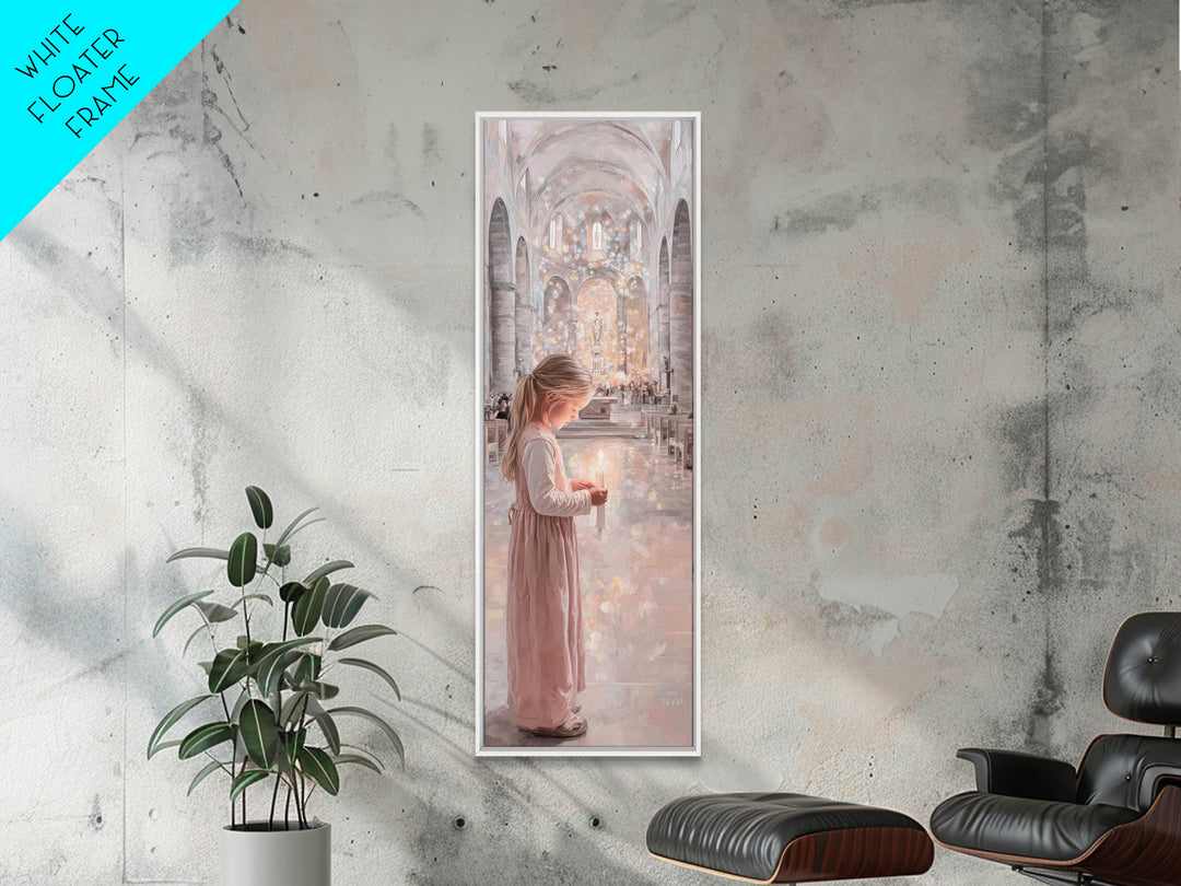Candlelight Prayer – Framed Canvas Print – Christian Wall Art – Christian Art Canvas – Tall Narrow Wall Art – Christian Painting – Christia