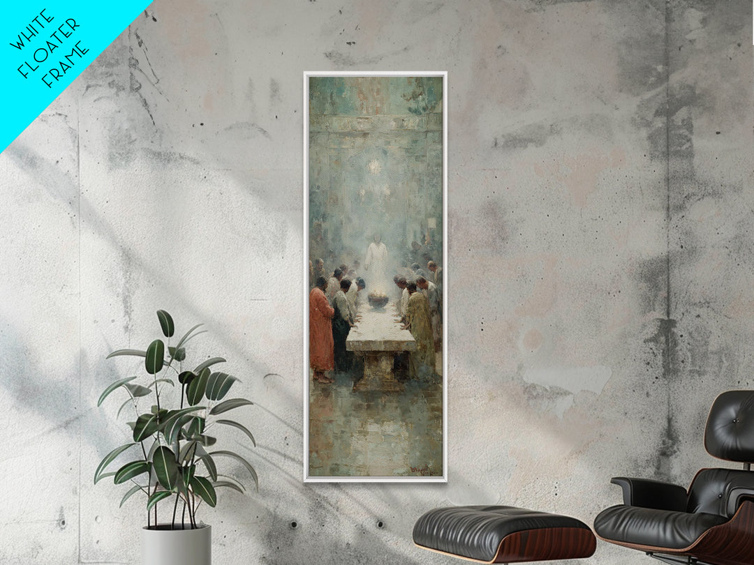 Holy Supper Vision | Framed Canvas Print | Christian Art Canvas | Jesus Painting | Narrow Art | Modern Christian Art | Christian Wall Art