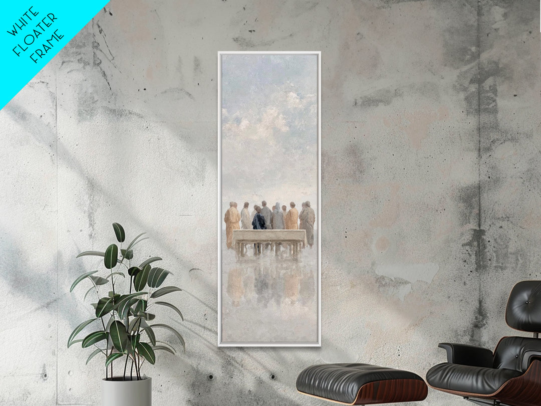 Gathered In Light – Framed Canvas Print – Christian Art Canvas – Jesus Painting – Skinny Art – Christian Wall Art – Minimalist Christian Ar