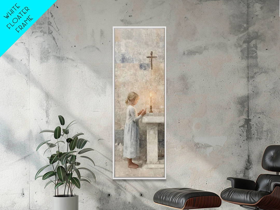 Little Acolyte – Framed Canvas Print | Christian Art Canvas | Minimalist Christian Art | Skinny Art | Christian Wall Art | Christian Painti