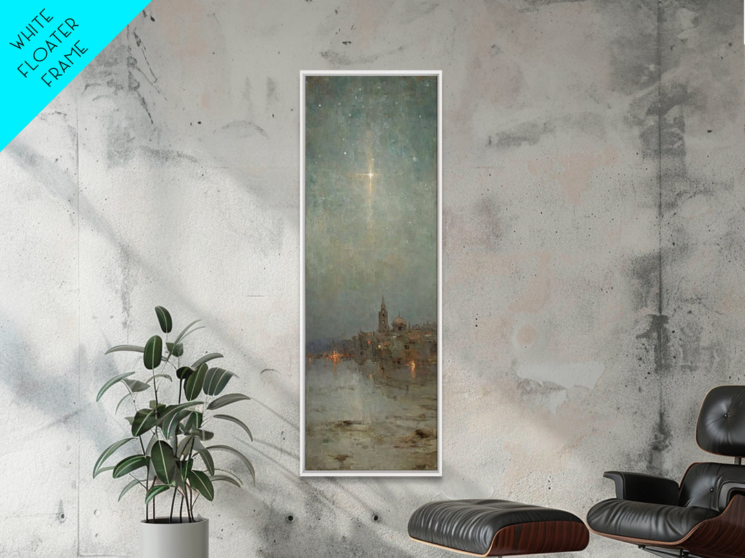 City Of Peace – Framed Canvas Print – Tall Skinny Art Print – Christian Art Print – Vintage Christmas Art – Christian Wall Art – Christmas
