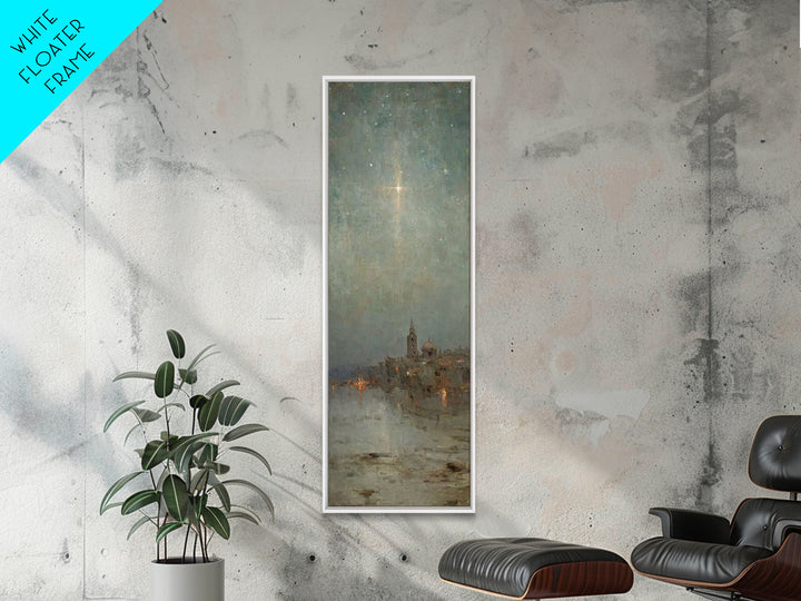 City Of Peace – Framed Canvas Print – Tall Skinny Art Print – Christian Art Print – Vintage Christmas Art – Christian Wall Art – Christmas