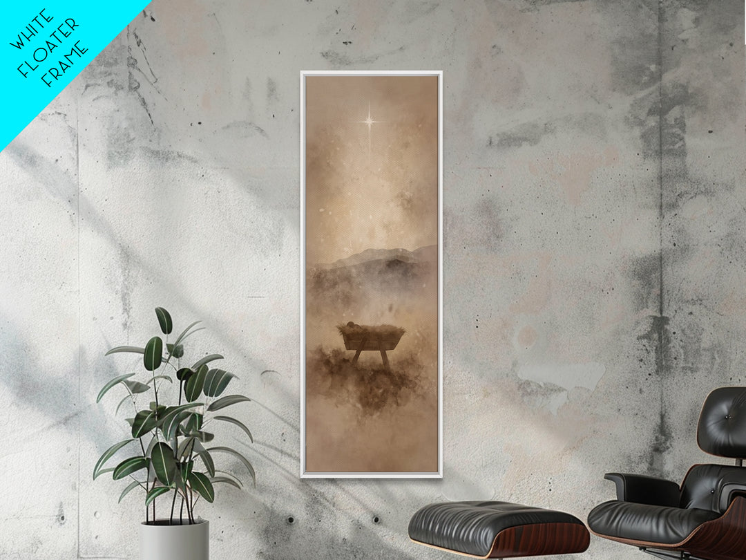 Starry Birth Hope – Framed Canvas Print – Narrow Art – Christian Art Canvas – Christmas Wall Art – Christian Painting – Jesus Art – Christi