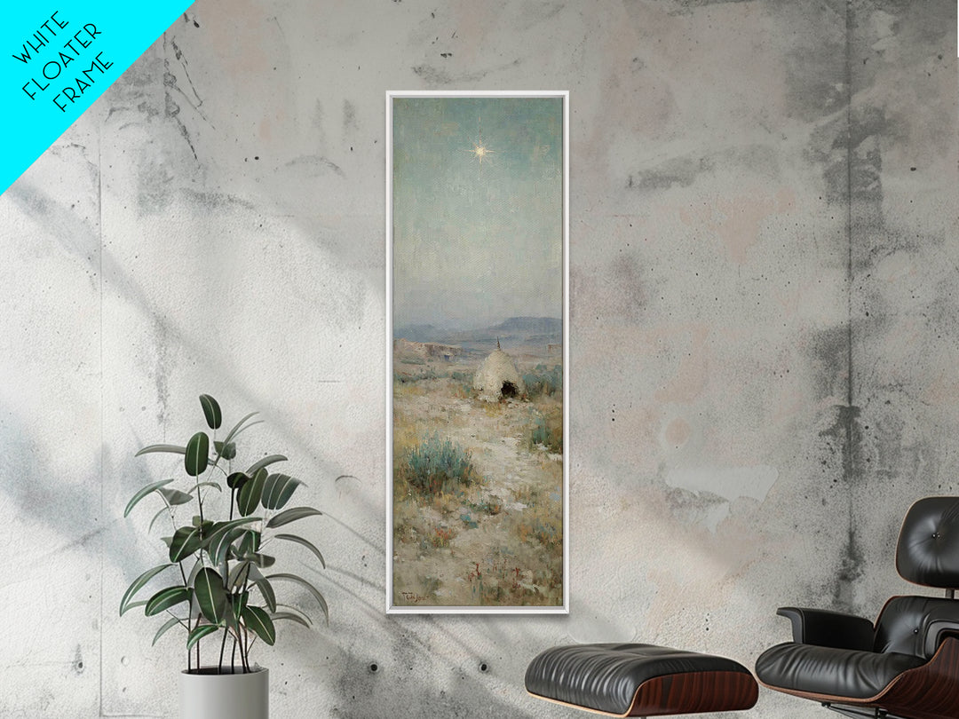 Bethlehem Dawn Glow, Framed Canvas Print, Skinny Art, Christian Art Canvas, Christian Christmas Art, Christian Painting, Christian Wall Art