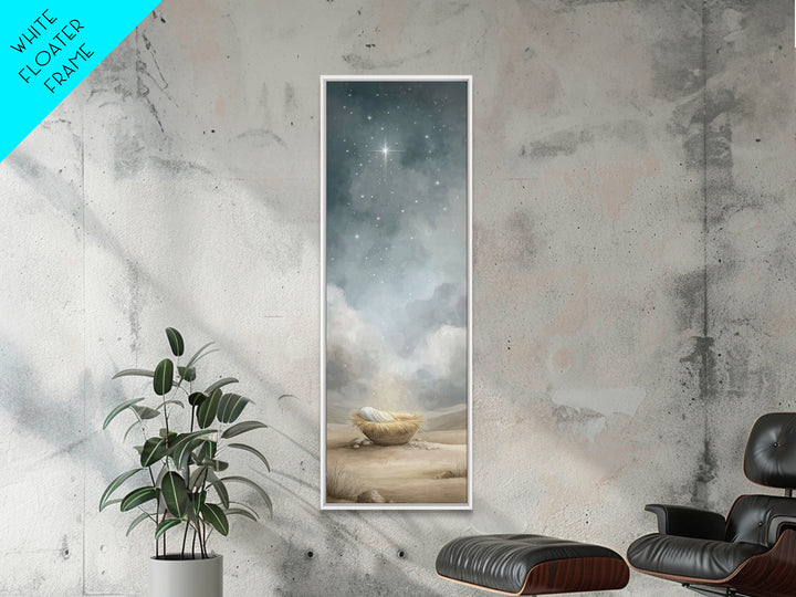 Holy Manger Star – Framed Canvas Print – Tall Narrow Wall Art – Christian Christmas Art – Christian Art Canvas – Jesus Painting – Christian